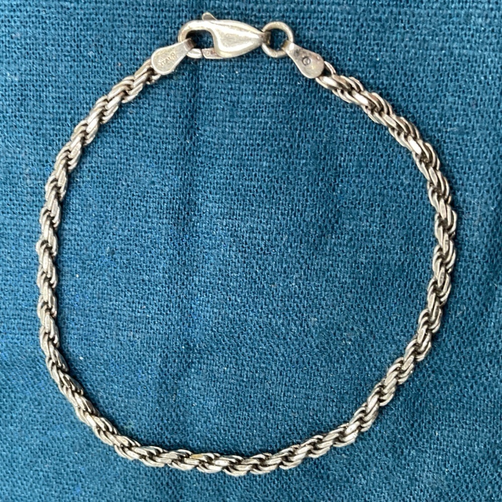 Sterling silver twisted rope chain bracelet - made in Italy 925 small youth?